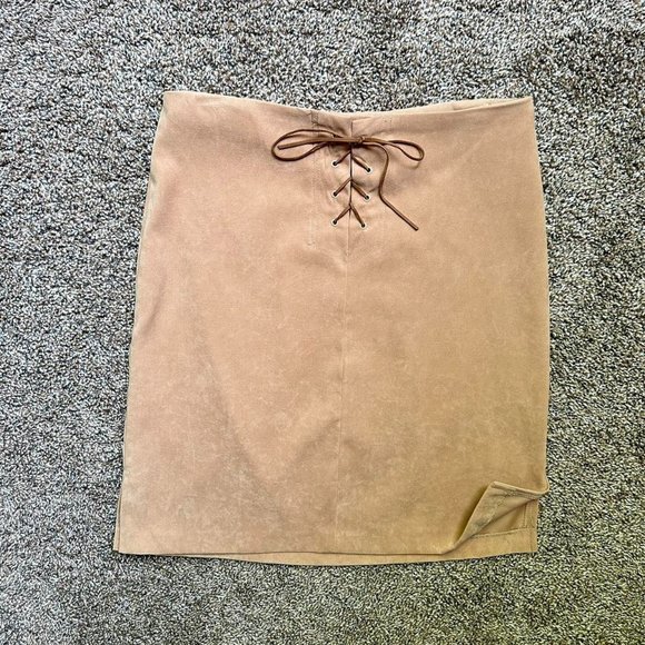 Vintage y2k Studio Y Faux Suede Lace Up Skirt - Picture 4 of 6